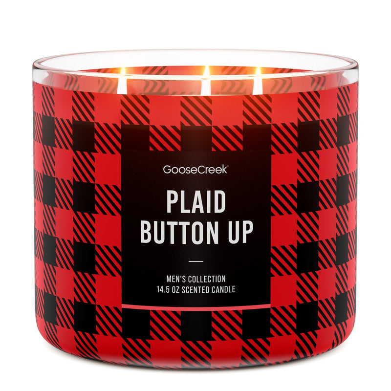 Plaid Button-up 3-Wick Candle Wave 8-0023